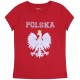 Czerwony,dziewczęcy t-shirt z orłem POLSKA