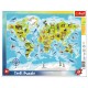 Mapa świata ze zwierzętami - Puzzle ramkowe 25 elementów TREFL