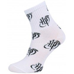 Białe skarpetki z powtarzającym się logo Harry Potter