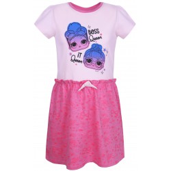 Różowo-szara sukienka dziecięca z falbankami LOL Surprise