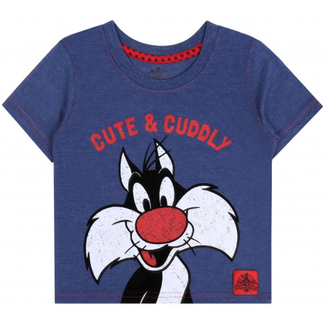 Blue T-shirt Cute&Cuddly  Sylvester Crazy Melodies