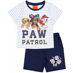 Komplet biało- niebieska bluzka i krótkie spodenki z motywem Psiego Patrolu