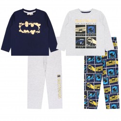 2x Szaro-granatowe piżamy dla chłopca na długi rękaw BATMAN, certyfikat OEKO-TEX