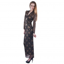 ASOS koronkowa czarno-złota sukienka maxi