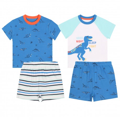 2x Niebiesko-biała piżama chłopięca w dinozaury, certyfikat OEKO-TEX