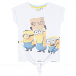 Biały, wiązany t-shirt MINIONKI PRIMARK YD