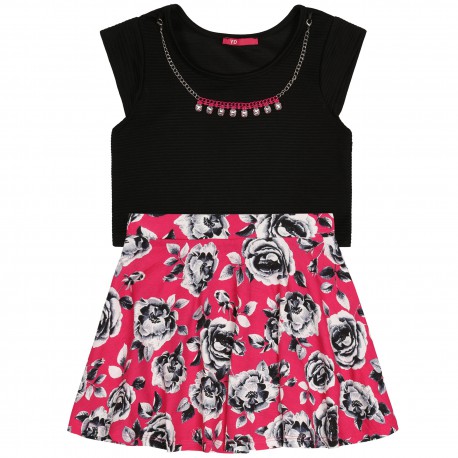 Girly Set T-shirt & Floral Design Skirt