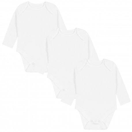 3x Newborn Baby Classic White Long Sleeve Body