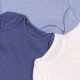 3x body de algodón azul y blanco de manga larga OEKO-TEX