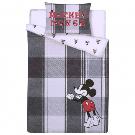 Czarno-szara, dwustronna pościel bawełniana 135x200 Myszka Mickey Disney, OEKO-TEX