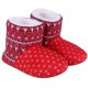 Child Warm Christmas Print Red Ankle Slippers Sliders