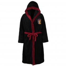 Czarny, męski szlafrok z kapturem Harry Potter GRYFFINDOR, certyfikat OEKO-TEX STANDARD 100