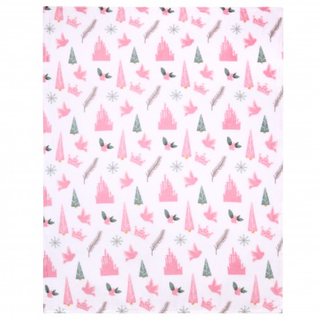 Disney Princesses 120x150 Mellow Pink White Blanket Throw
