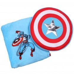 Błękitny zestaw- poduszka z narzutą/ kocem Marvel