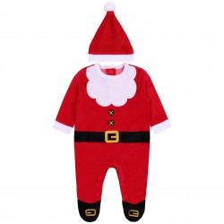 Świąteczny pajacyk niemowlęcy + czapeczka Święty Mikołaj