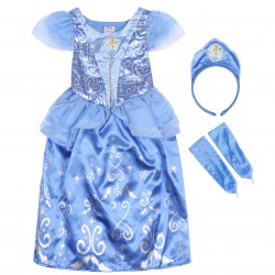 Niebieska sukienka/kostium + korona + rękawiczki Kopciuszek DISNEY