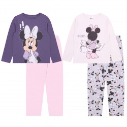 2x Disney Minnie Mouse Girl Child Purple Pyjamas