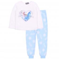 Frozen Elsa Girl Child Fleece Warm Blue White Pyjamas