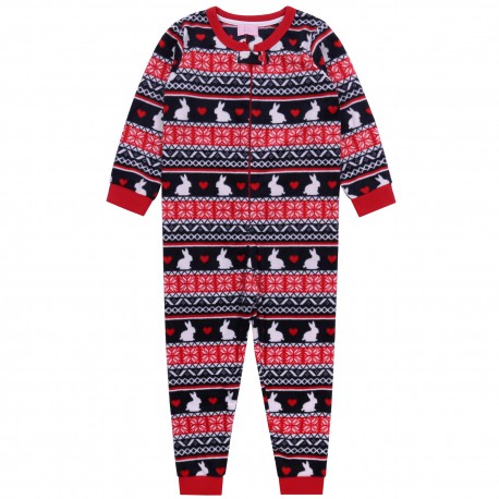 Pijama enterizo para niños, de color rojo-azul marino