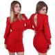 Czerwona,drapowana,krótka sukienka z półgolfem John Zack
