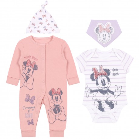 Różowo-fioletowy komplet niemowlęcy Myszka Minnie DISNEY, certyfikat OEKO-TEX