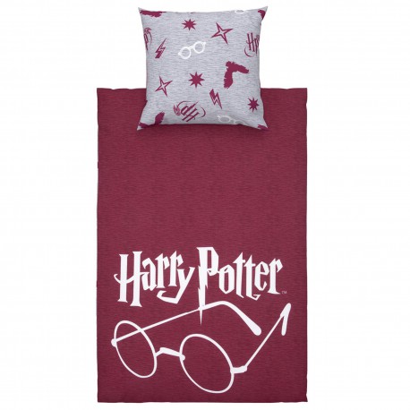 Parure de lit en satin microfibre marron et gris Harry Potter 140cm x 200cm