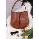 Brown, Semicircular, Faux Leather Handbag For Ladies