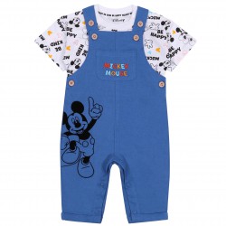 Niebieskie, niemowlęce ogrodniczki + t-shirt
