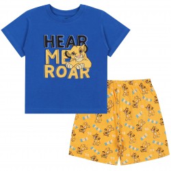 Niebiesko-żółta, chłopięca piżama na krótki rękaw SIMBA, Król Lew DISNEY