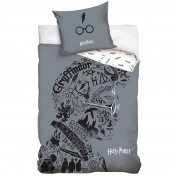 Harry Potter 160x200 cm Cotton Glow In The Dark Grey Pillowcase Duvet Set Bedding