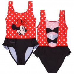 Disney Minnie Mouse Girl Child Red Black Elastic Swimsuit Bathing Suit