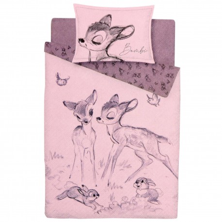 Pinkes Bettwäsche-Set zweiseitig zweiteilig Bambi DISNEY 135x200cm, ÖKO-TEX