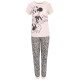 Zweiteiliges beige-schwarzes Pyjama Schlafanzug mit Leopardenmuster für Damen bequem Baumwolle Minnie Maus DISNEY
