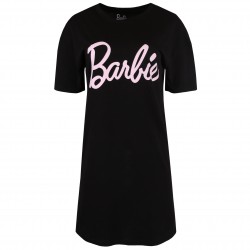 Barbie Damska koszula nocna, czarna, bawełniana, krótki rękaw