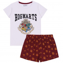Harry Potter Biało-bordowa piżama dziewczęca, letnia, krótki rękaw