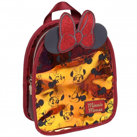 Minnie Maus Disney Rucksack, dunkelrot, holographisch 19x23x7 cm