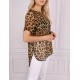 John Zack Fashionable Women Brown Leopard Print Top Shirt
