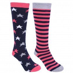 Women Striped Stars Colourful Knee High Socks