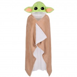 Star Wars Baby Yoda Zielono-beżowa narzutka/koc z kapturem