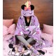 Couvre-lit violet avec une capuche Minnie Unicorn DISNEY