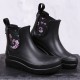 STELLA Schwarze, kurze Gummistiefel mit Blumen gemustert für Damen Lemigo