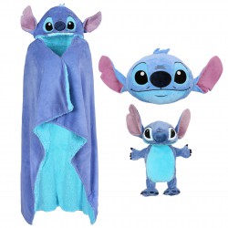 Niebieski komplet z motywem Stitch Disney: narzutka, poduszka, termofor