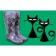 Ladies Grey, Cats Print Design, PVC, Wellies, Wellington, Rain Boots HAWAI LADY DEMAR