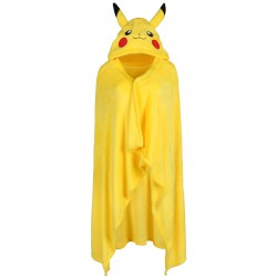 Pokemon Pikachu Żółta narzutka/koc z kapturem 120x150cm