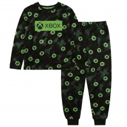 XBOX chłopięca piżama z długimi rękawami, czarna, zielona