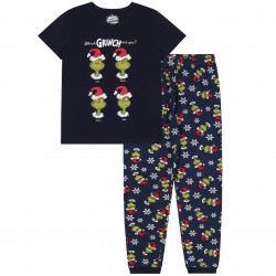The Grinch Świąteczna piżama chłopięca, bawełniana, długie spodnie, granatowa