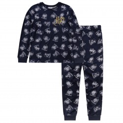 Harry Potter Boy Child Velour Navy Long Pyjamas Pyjama Set