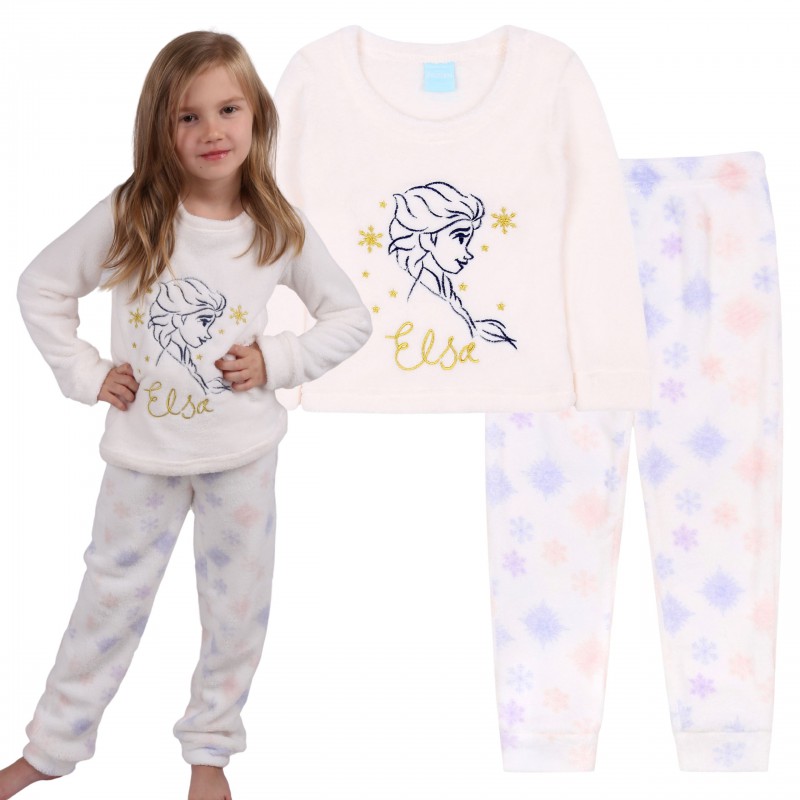 apelación Máxima Despido Disney Frozen Elsa pijama de polar para niñas, copos de nieve, blanco  OEKO-TEX - Sarcia