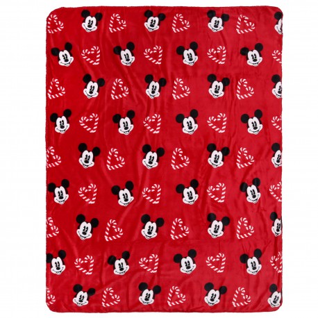 Mickey Maus Disney Weihnachtsdecke/Bettdecke rot, warm, kuschelweich 120x150cm, ÖKO-TEX