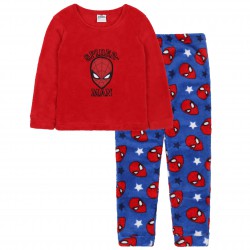 Spiderman piżama polarowa z długimi spodniami chłopięca, czerwona, niebieska